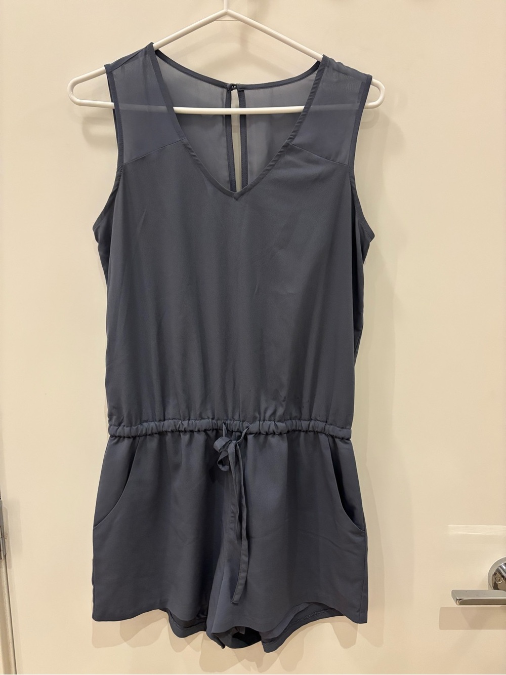 Banana Republic Navy Sleeveless Drawstring Romper